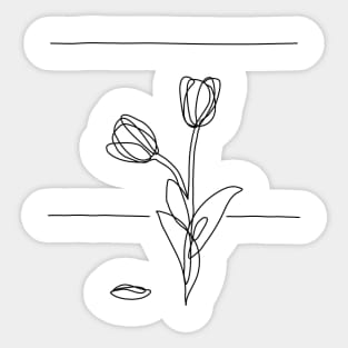 Tulip Flowers Line Drawing - Black Sticker